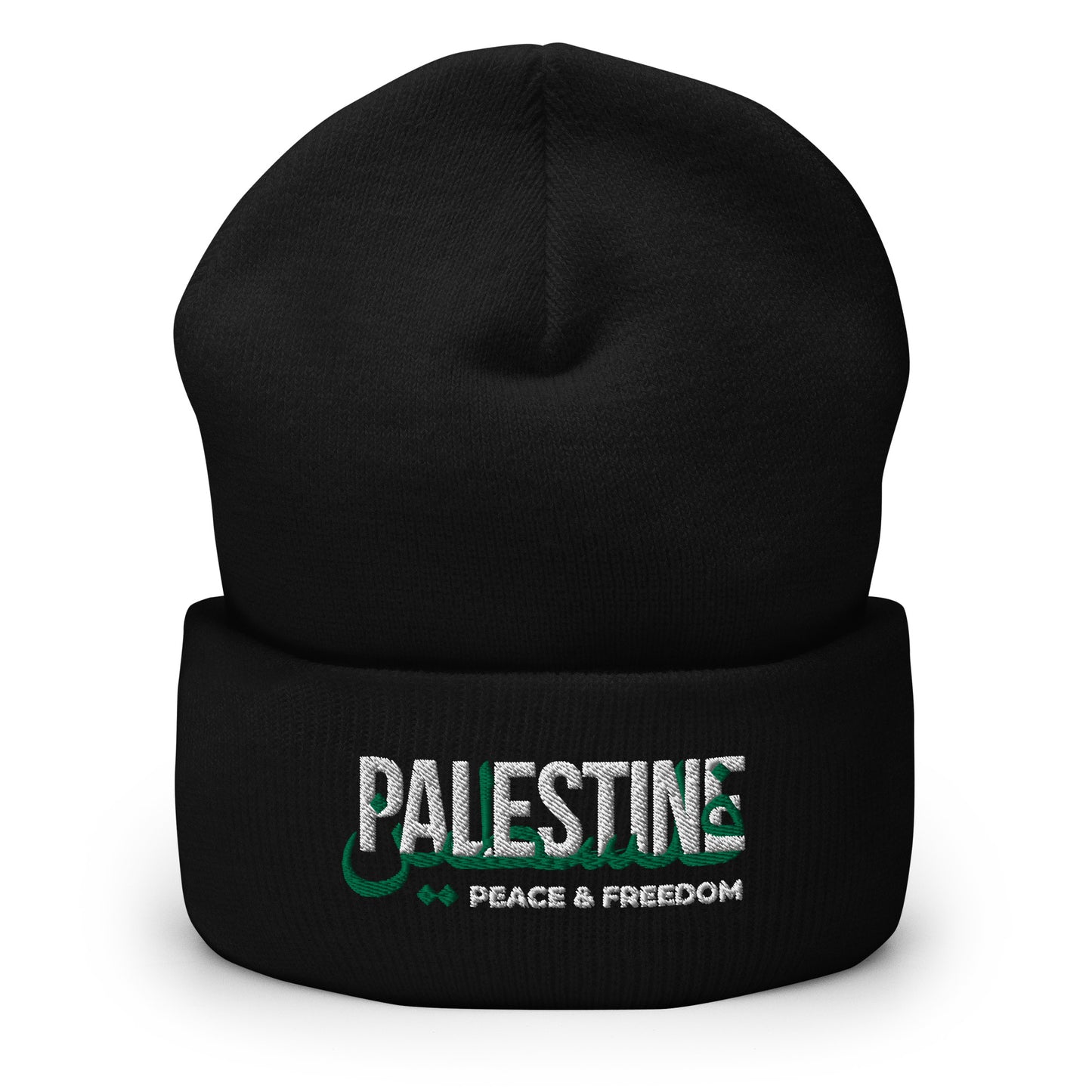 Palestine Peace & Freedom - Bonnet brodé noir